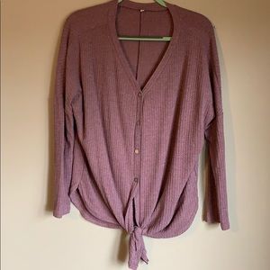 Purple waffle knit top size lg